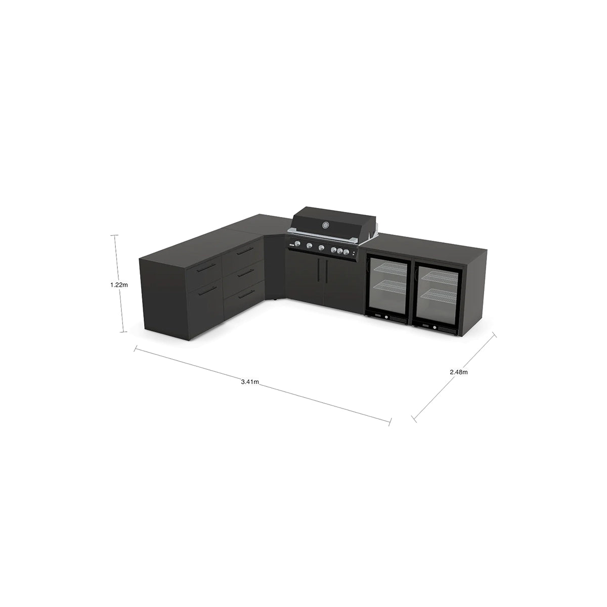 3.6x2.75m L-Shaped Outdoor Kitchen with Dual CT65 Fridges and Corner Unit